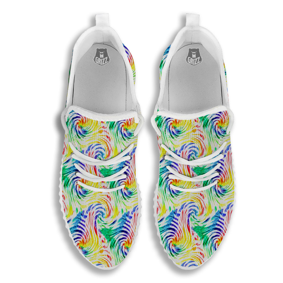 Tie Dye Swirl Colorful Print Pattern White Walking Shoes-grizzshop