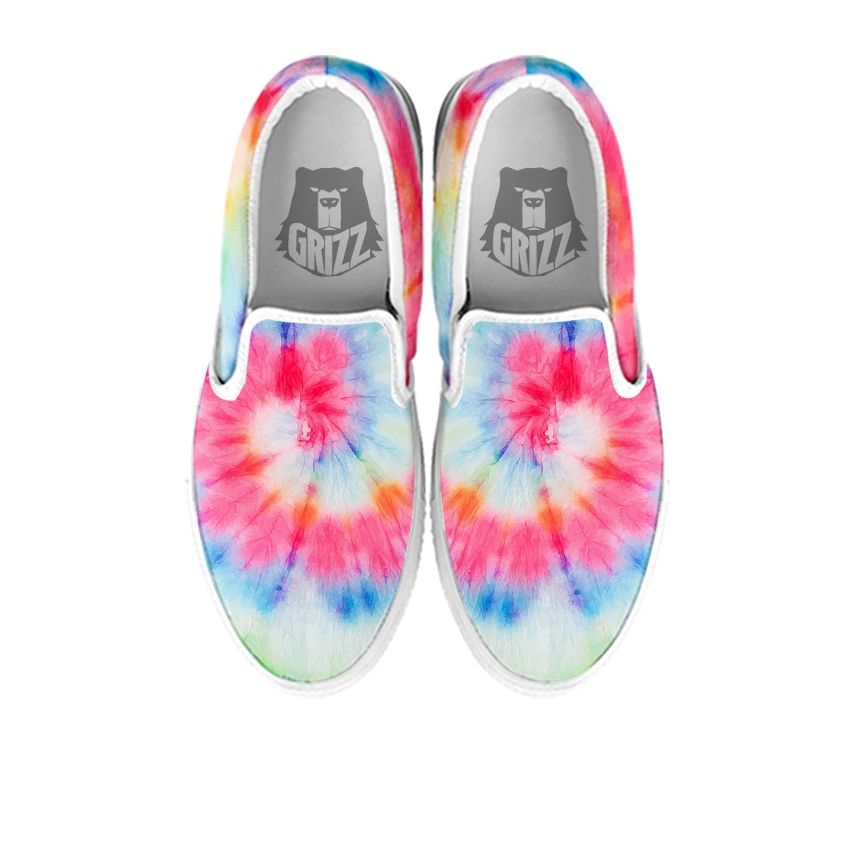 Tie Dye Swirl Print White Slip On Shoes-grizzshop