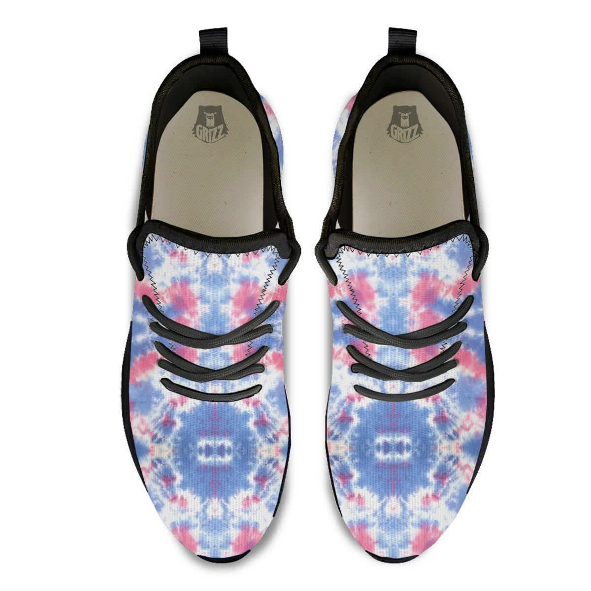 Tie Dye Two Tone Print Pattern Black Athletic Shoes-grizzshop