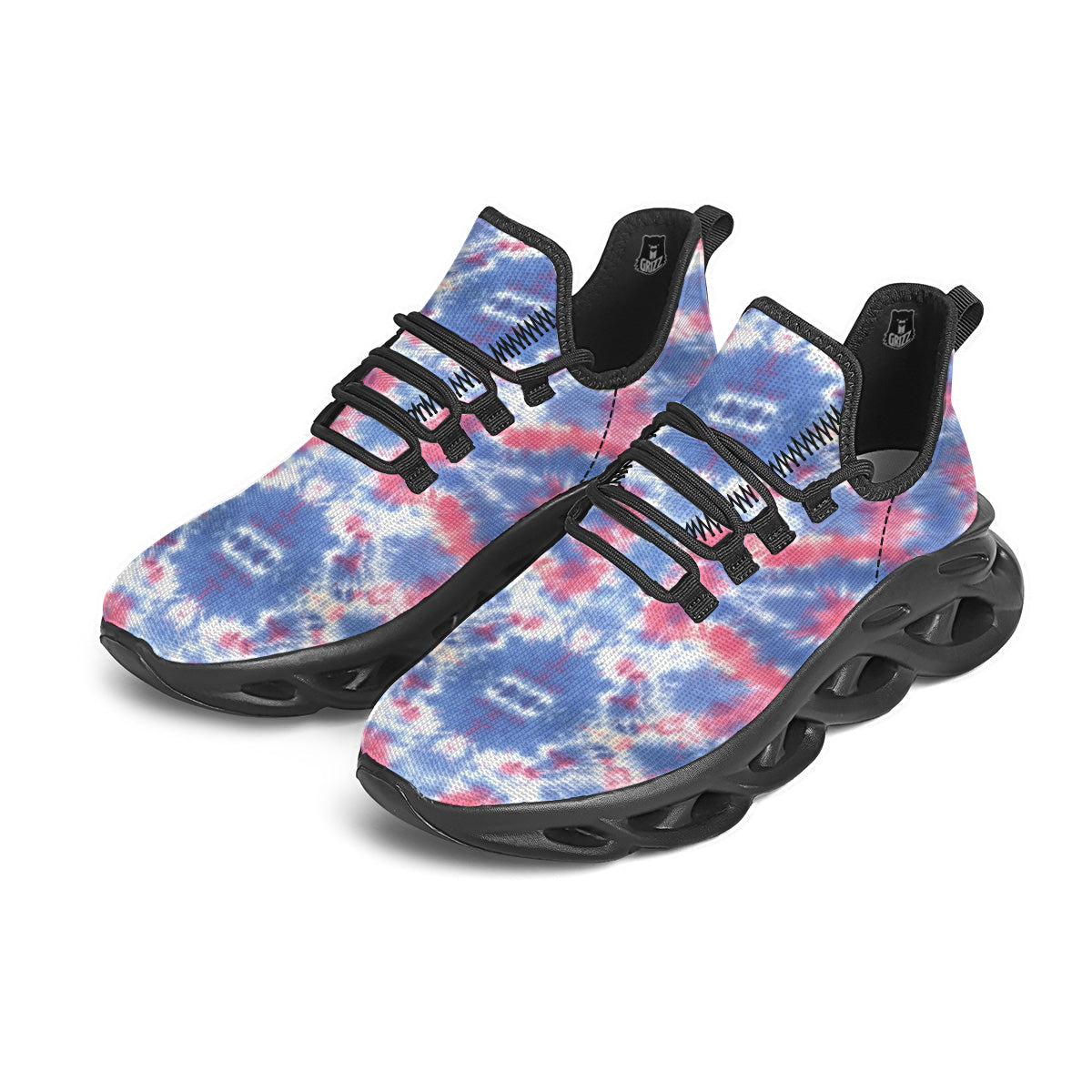 Tie Dye Two Tone Print Pattern Black Running Shoes-grizzshop