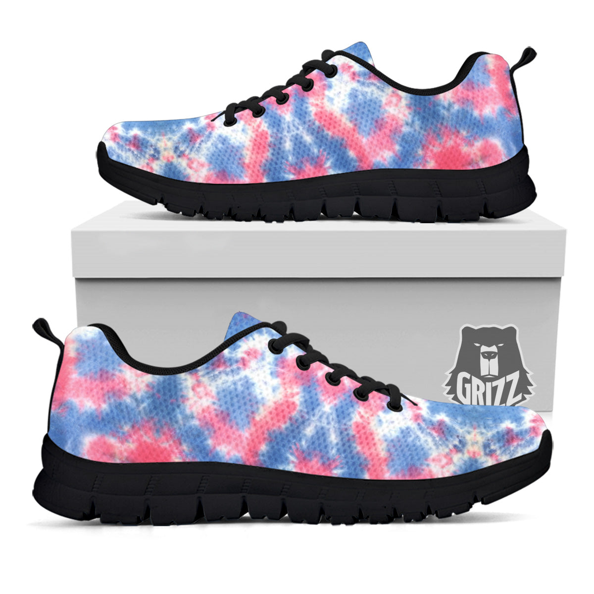 Tie Dye Two Tone Print Pattern Black Sneaker-grizzshop