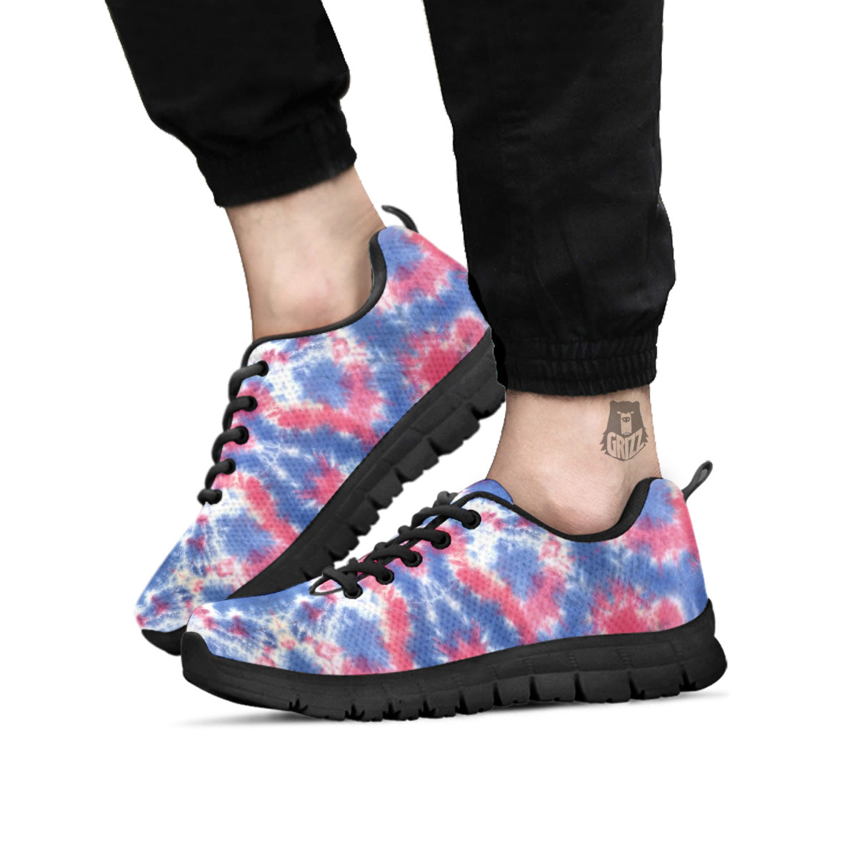 Tie Dye Two Tone Print Pattern Black Sneaker-grizzshop