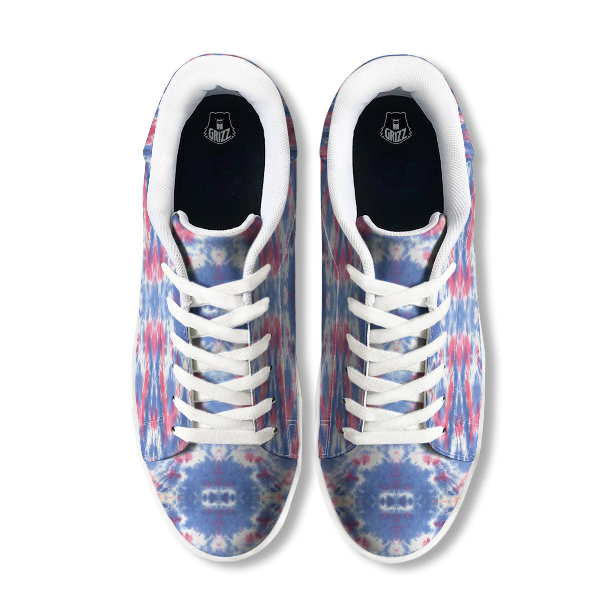 Tie Dye Two Tone Print Pattern White Low Top Sneakers-grizzshop