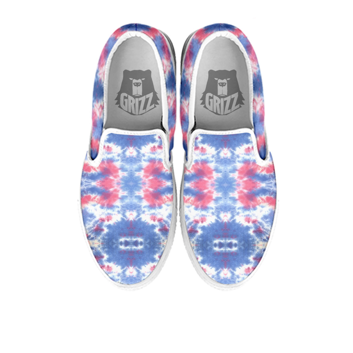 Tie Dye Two Tone Print Pattern White Slip On Shoes-grizzshop