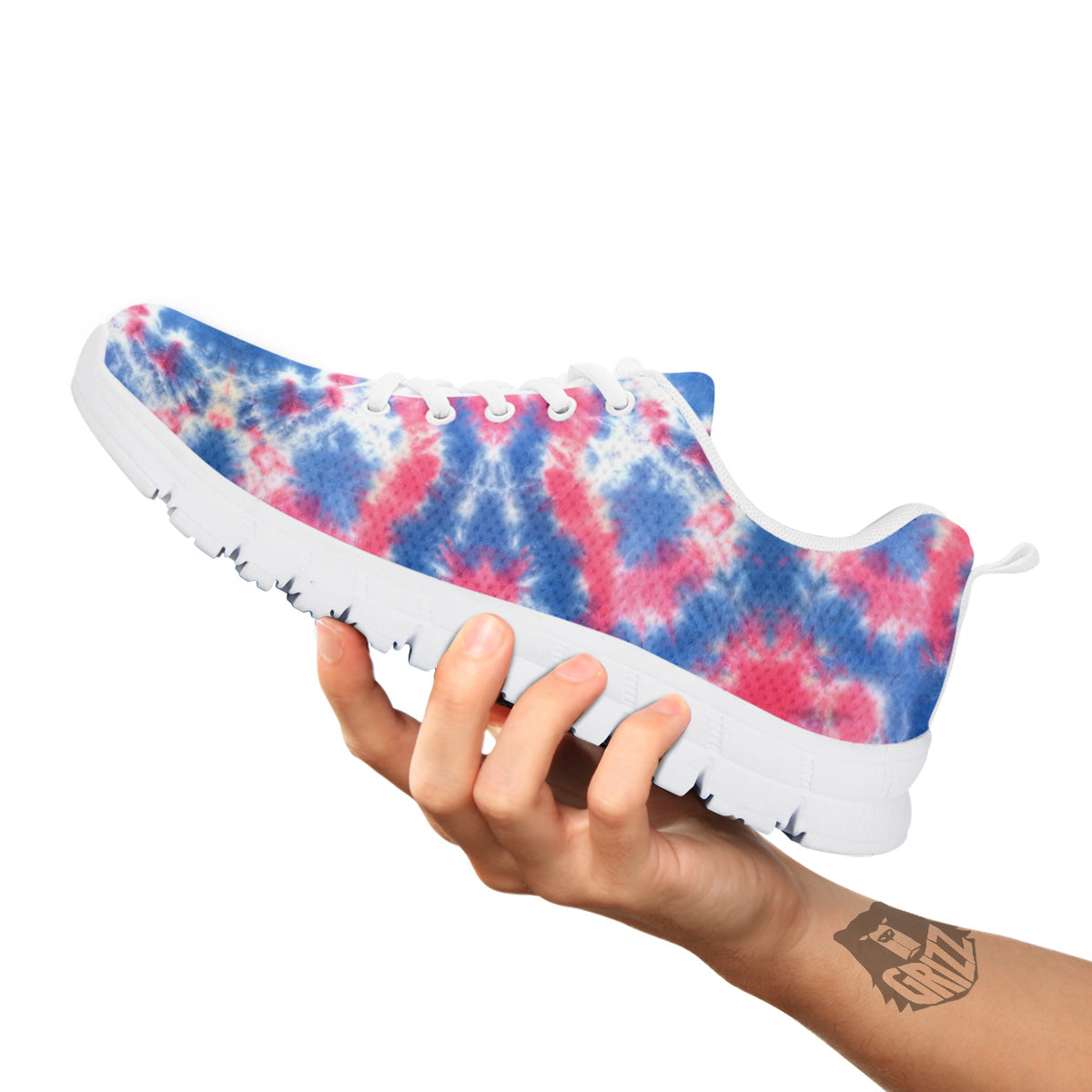 Tie Dye Two Tone Print Pattern White Sneaker-grizzshop