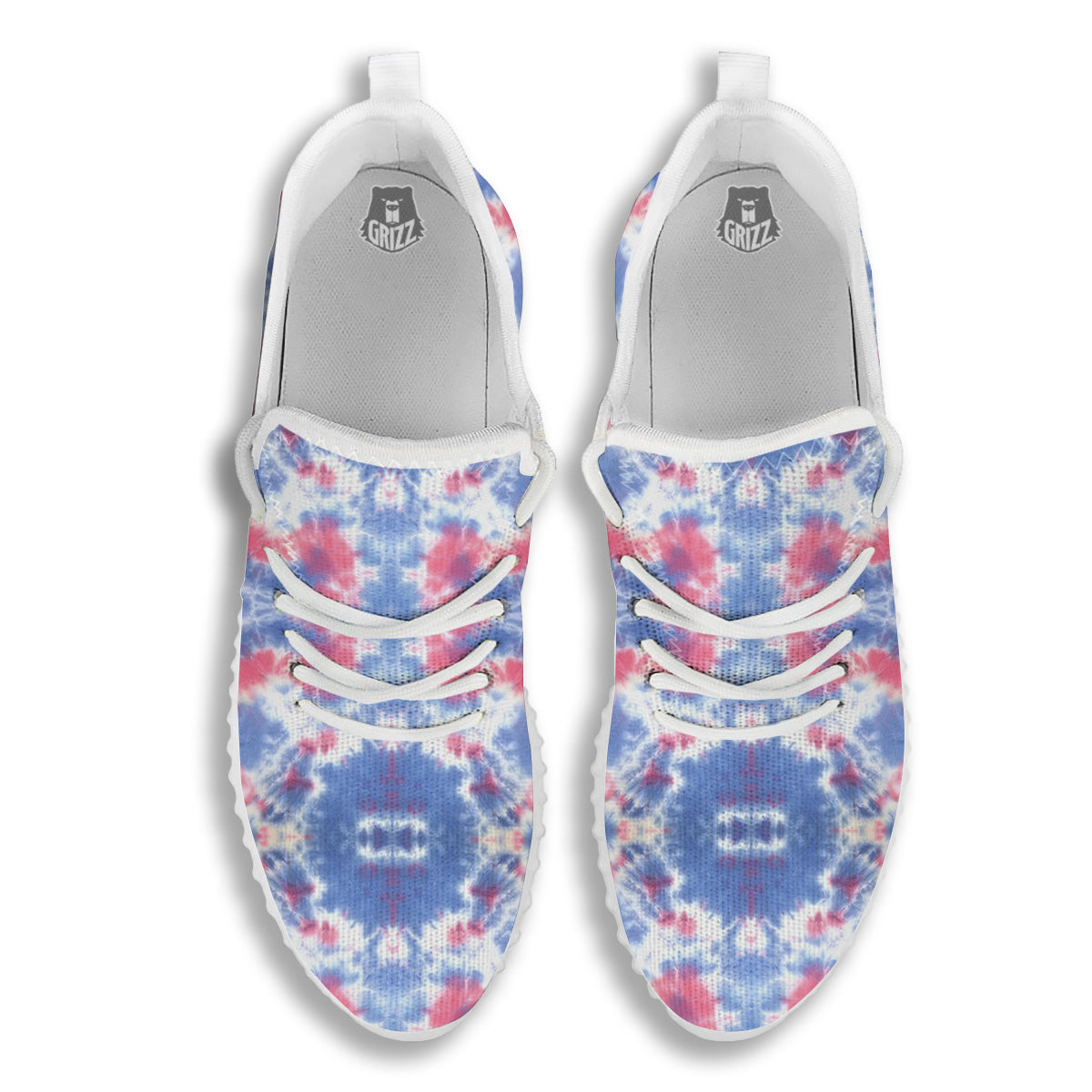 Tie Dye Two Tone Print Pattern White Walking Shoes-grizzshop