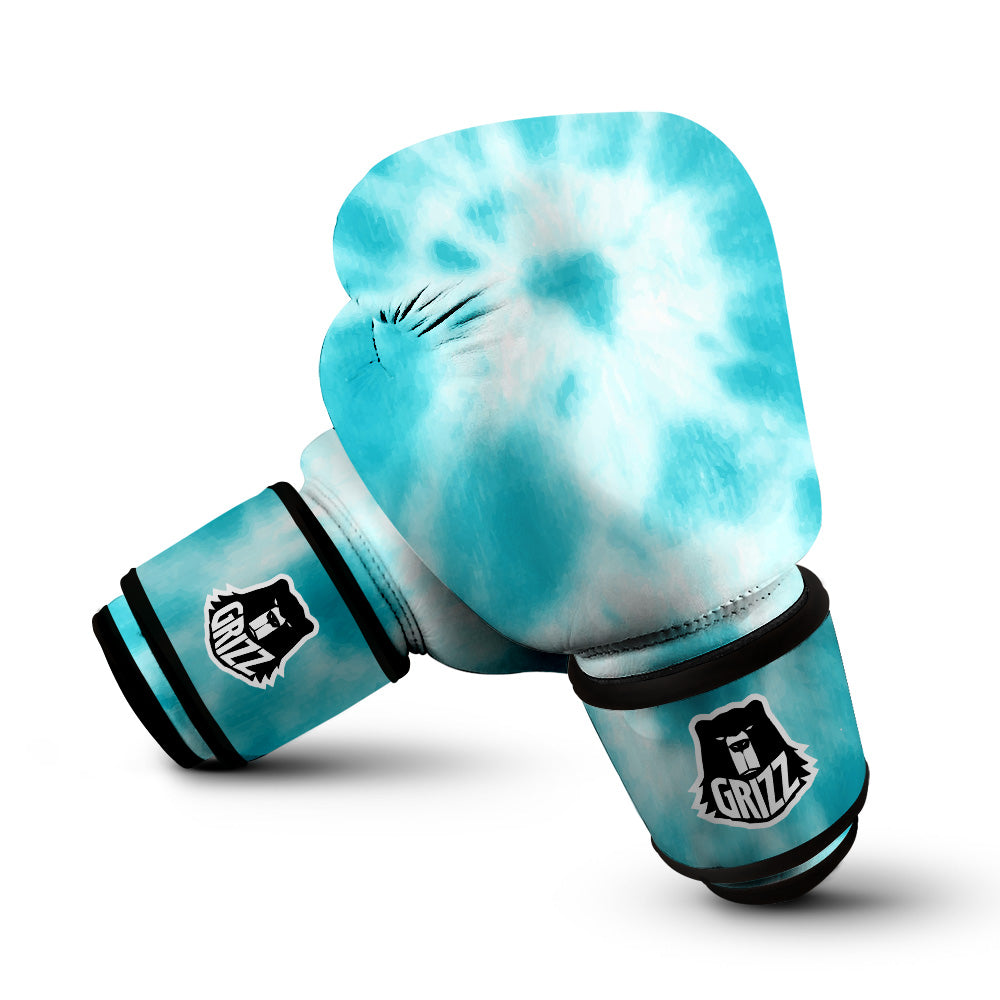Tie Dye White And Blue Print Boxing Gloves-grizzshop