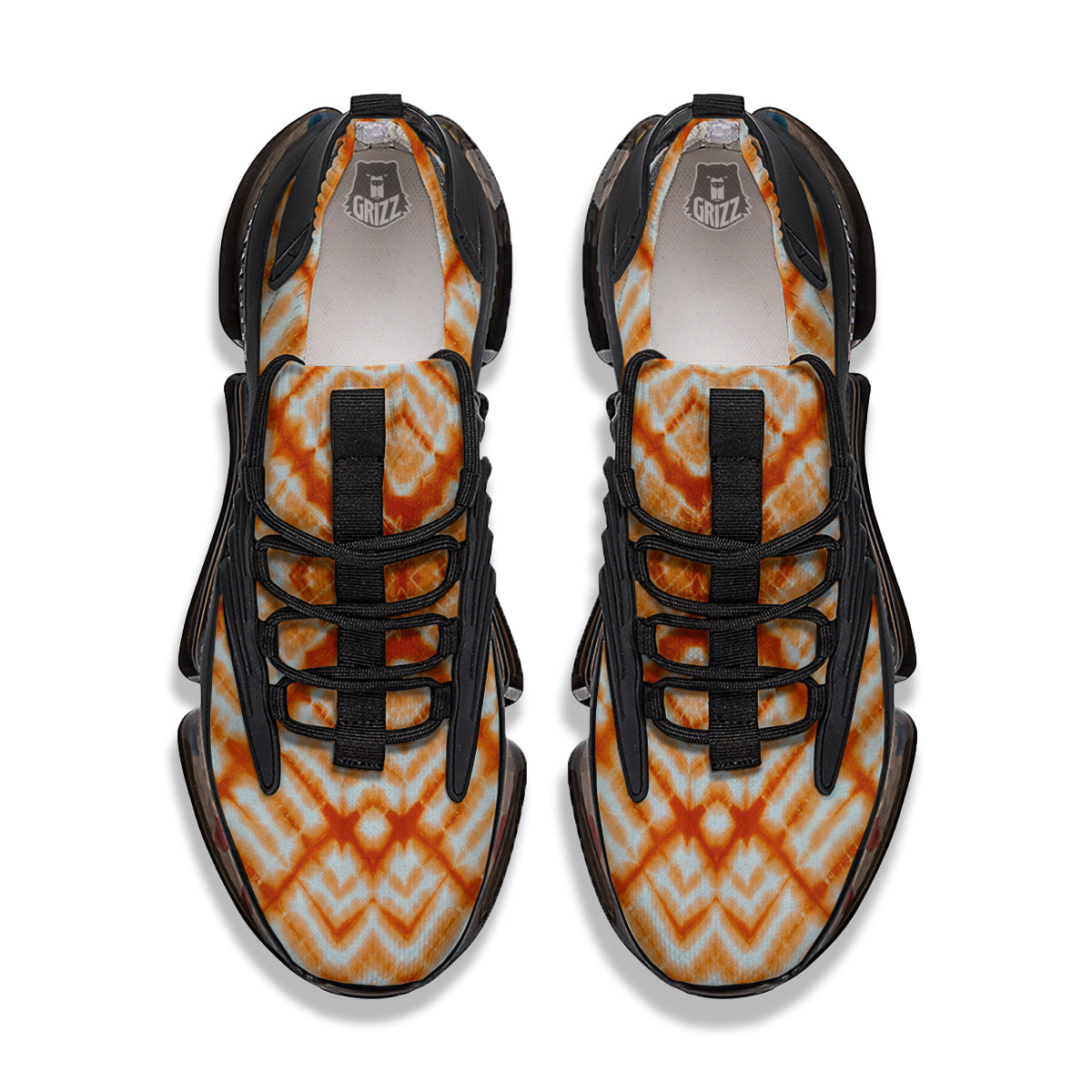 Tie Dye Zigzag Orange Watercolor Print Black Gym Shoes-grizzshop