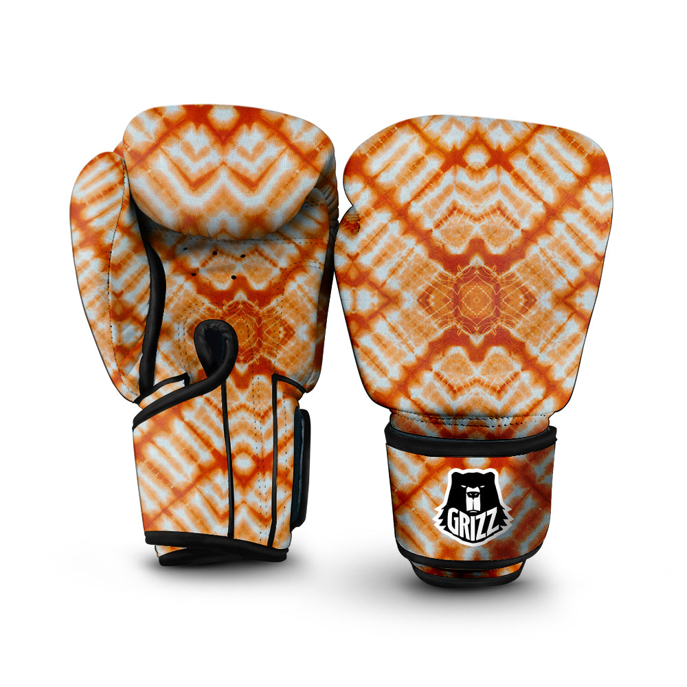 Tie Dye Zigzag Orange Watercolor Print Boxing Gloves-grizzshop