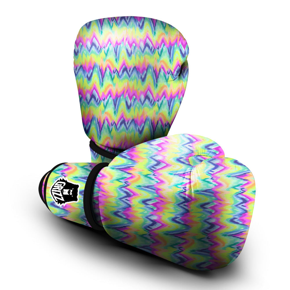 Tie Dye Zigzag Rainbow Print Pattern Boxing Gloves-grizzshop