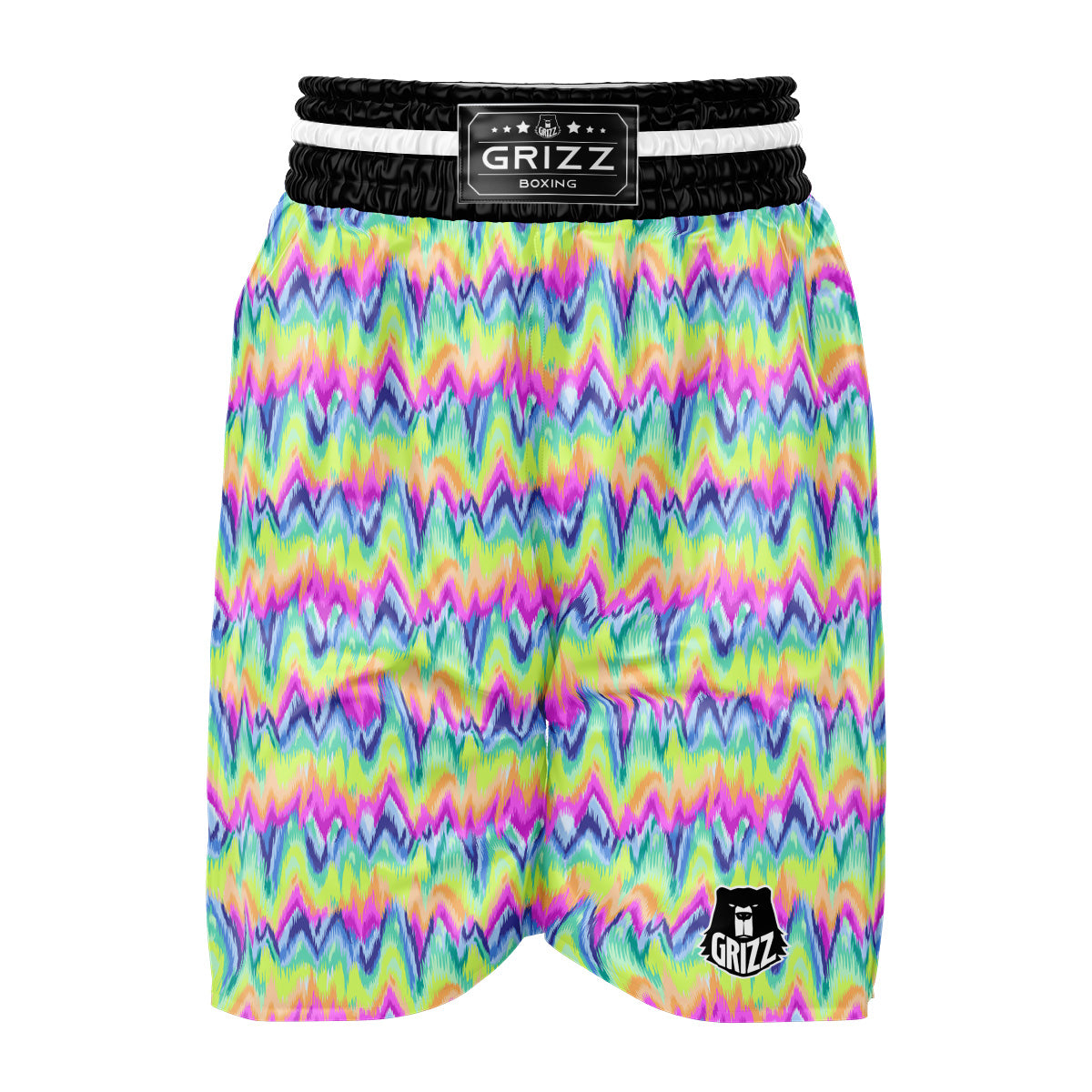 Tie Dye Zigzag Rainbow Print Pattern Boxing Shorts-grizzshop