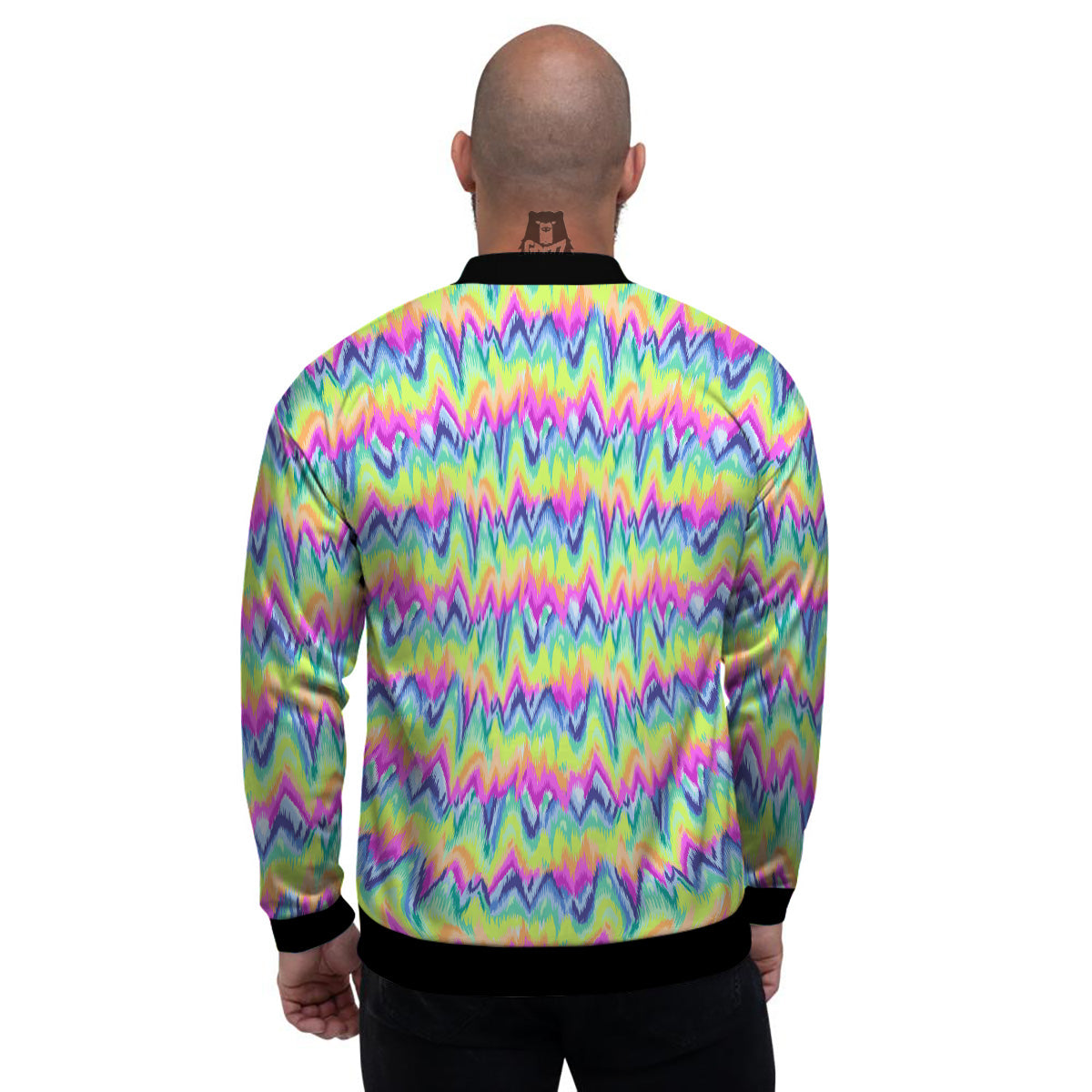 Tie Dye Zigzag Rainbow Print Pattern Men's Bomber Jacket-grizzshop