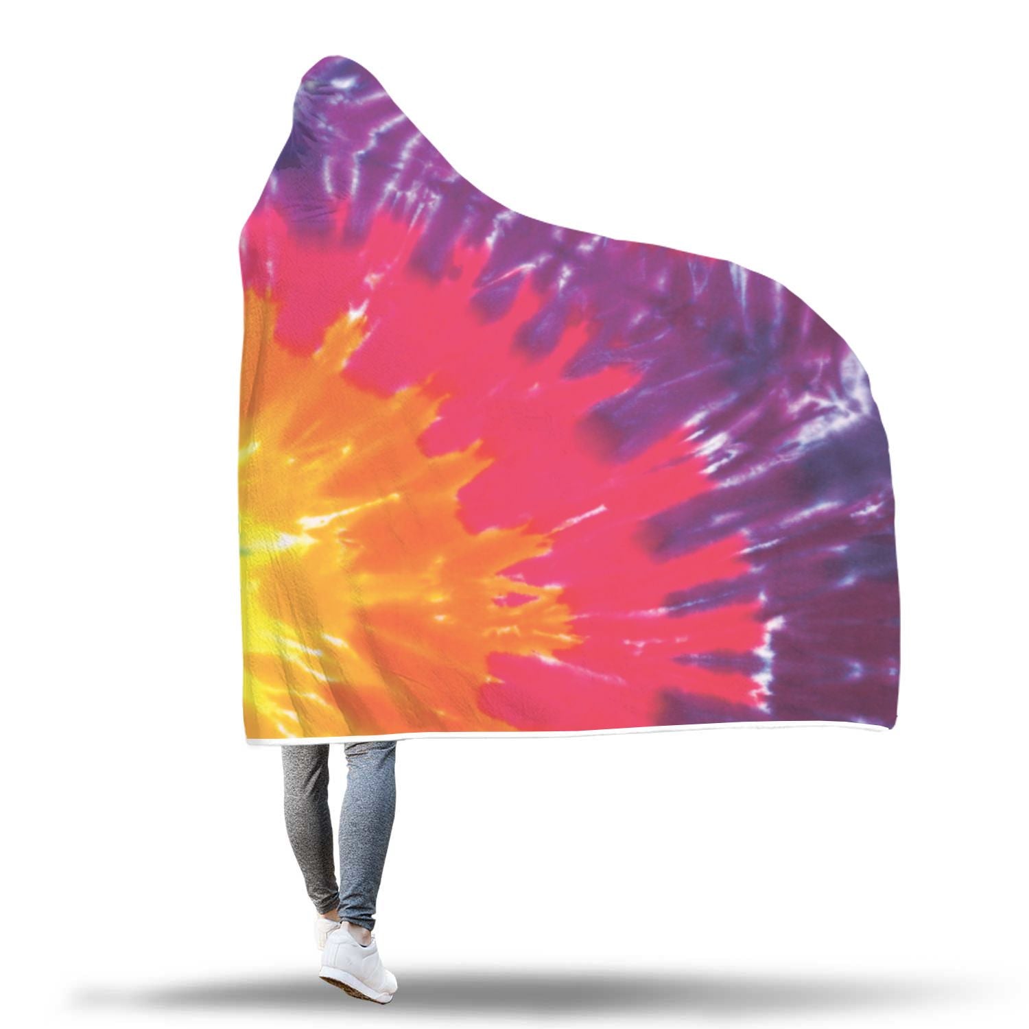Tie Dye Pattern Print Hooded Blanket-grizzshop