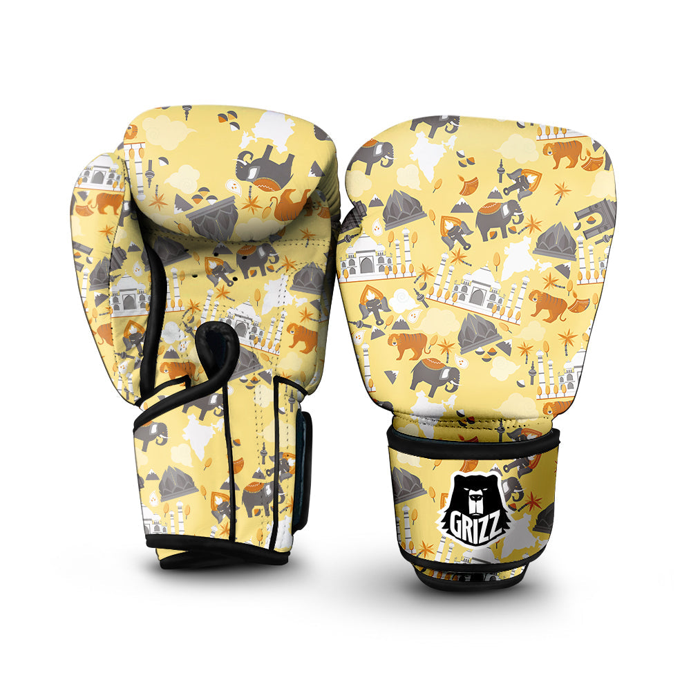 Tiger And Asian Elephant Print Boxing Gloves-grizzshop