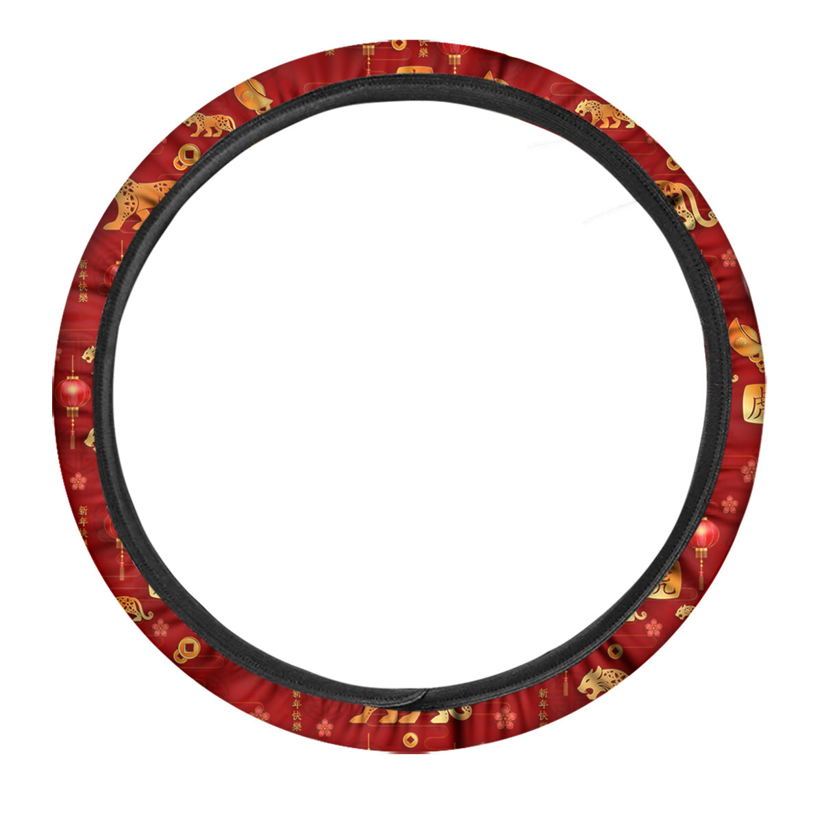 Tiger And Chinese New Year Print Pattern Car Steering Wheel Cover-grizzshop