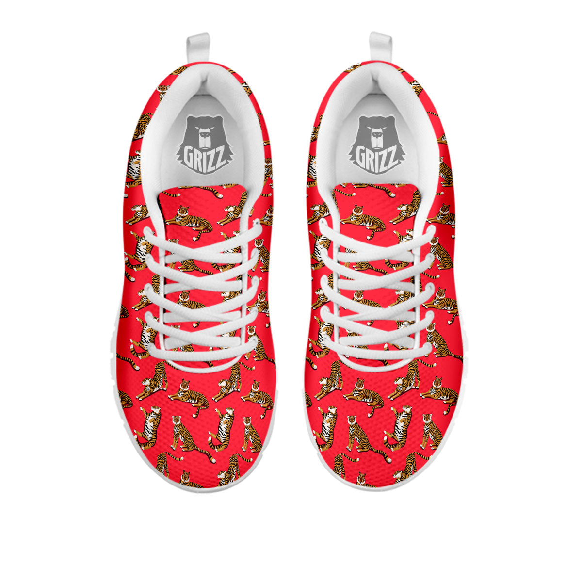 Tiger Cartoon Print Pattern White Sneaker-grizzshop