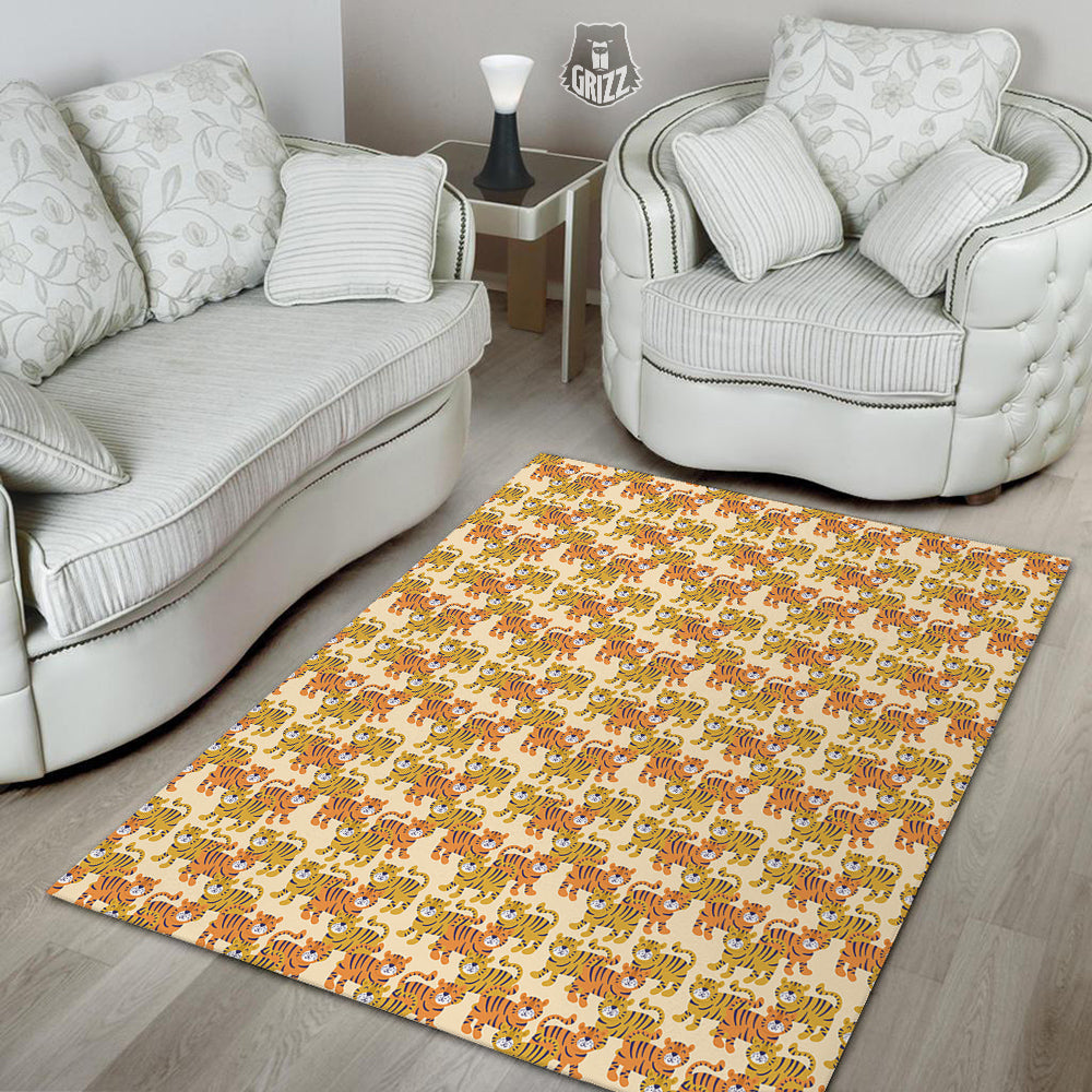 Tiger Cute Print Pattern Floor Mat-grizzshop