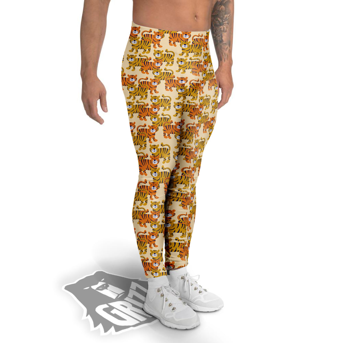 Tiger Cute Print Pattern Men's Leggings-grizzshop
