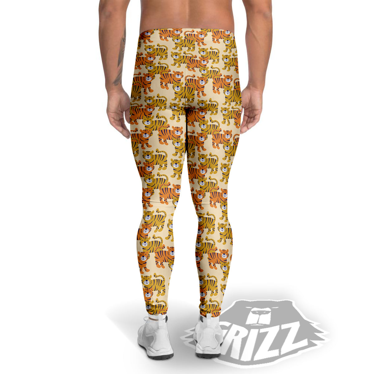 Tiger Cute Print Pattern Men's Leggings-grizzshop