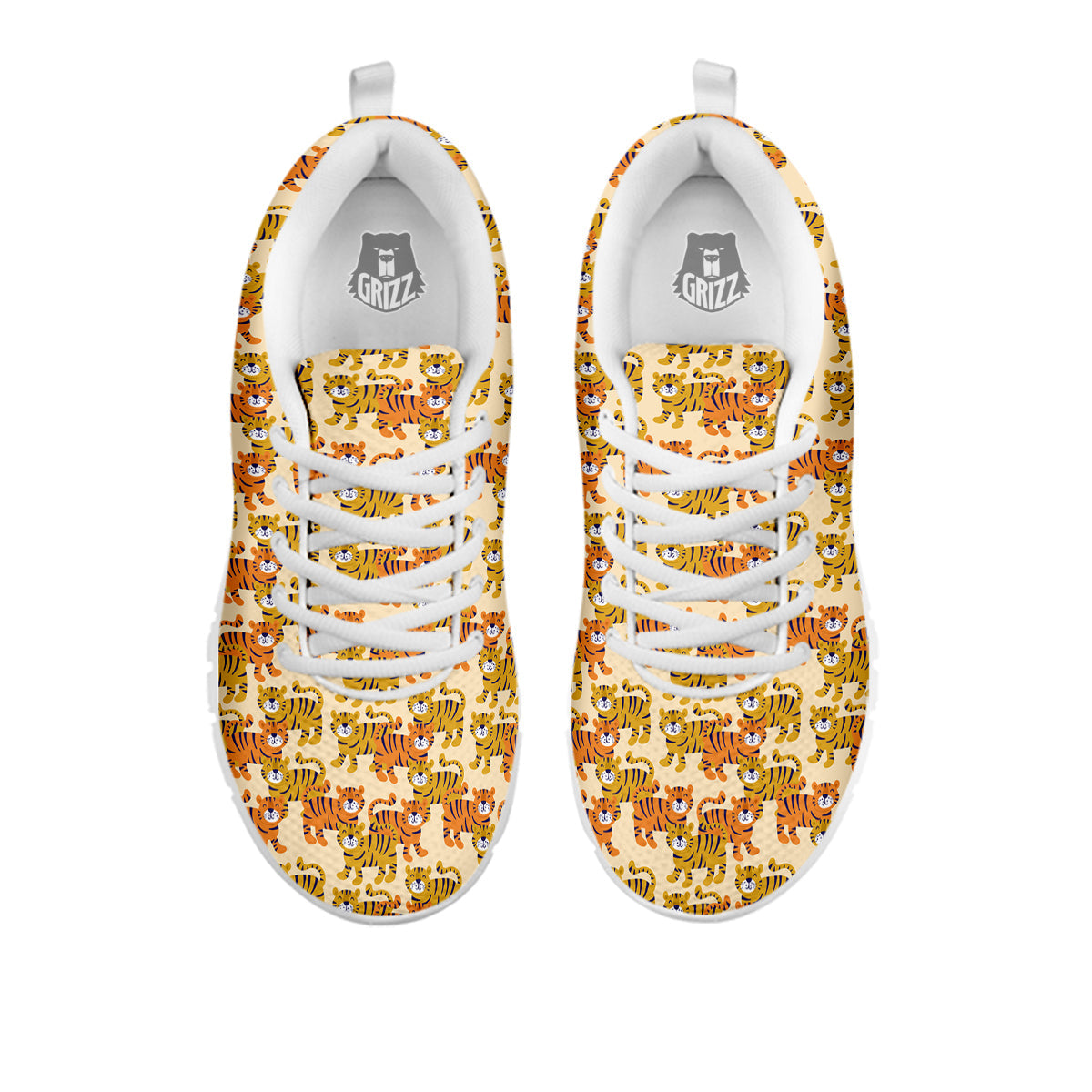 Tiger Cute Print Pattern White Sneaker-grizzshop