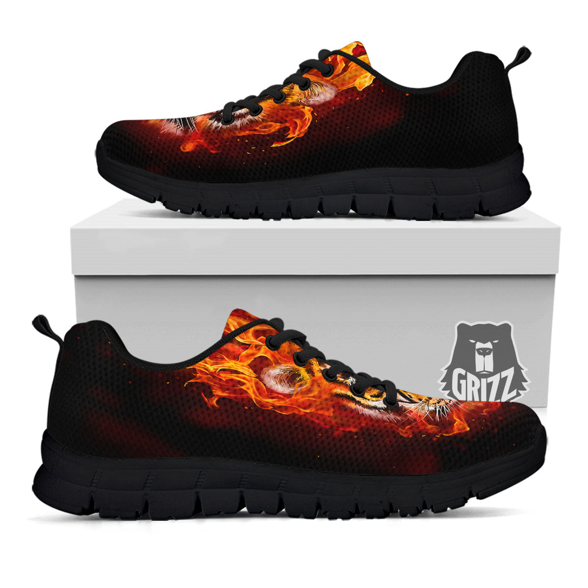 Tiger Flame Print Black Sneaker-grizzshop