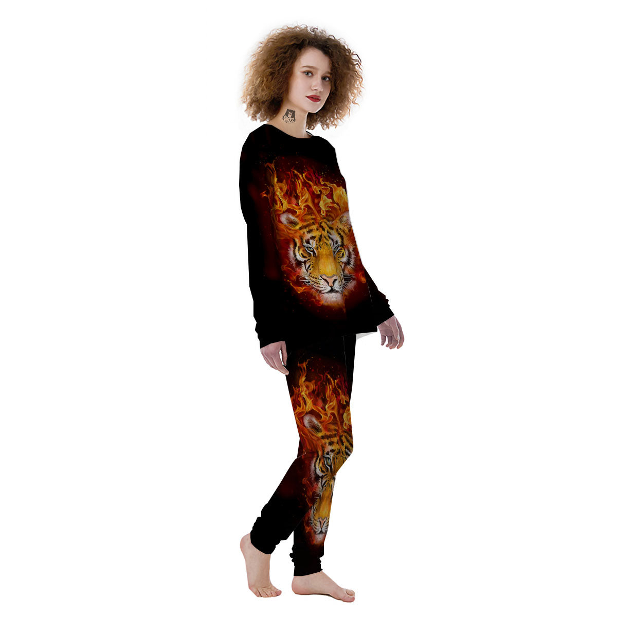 Tiger Flame Print Women's Pajamas-grizzshop