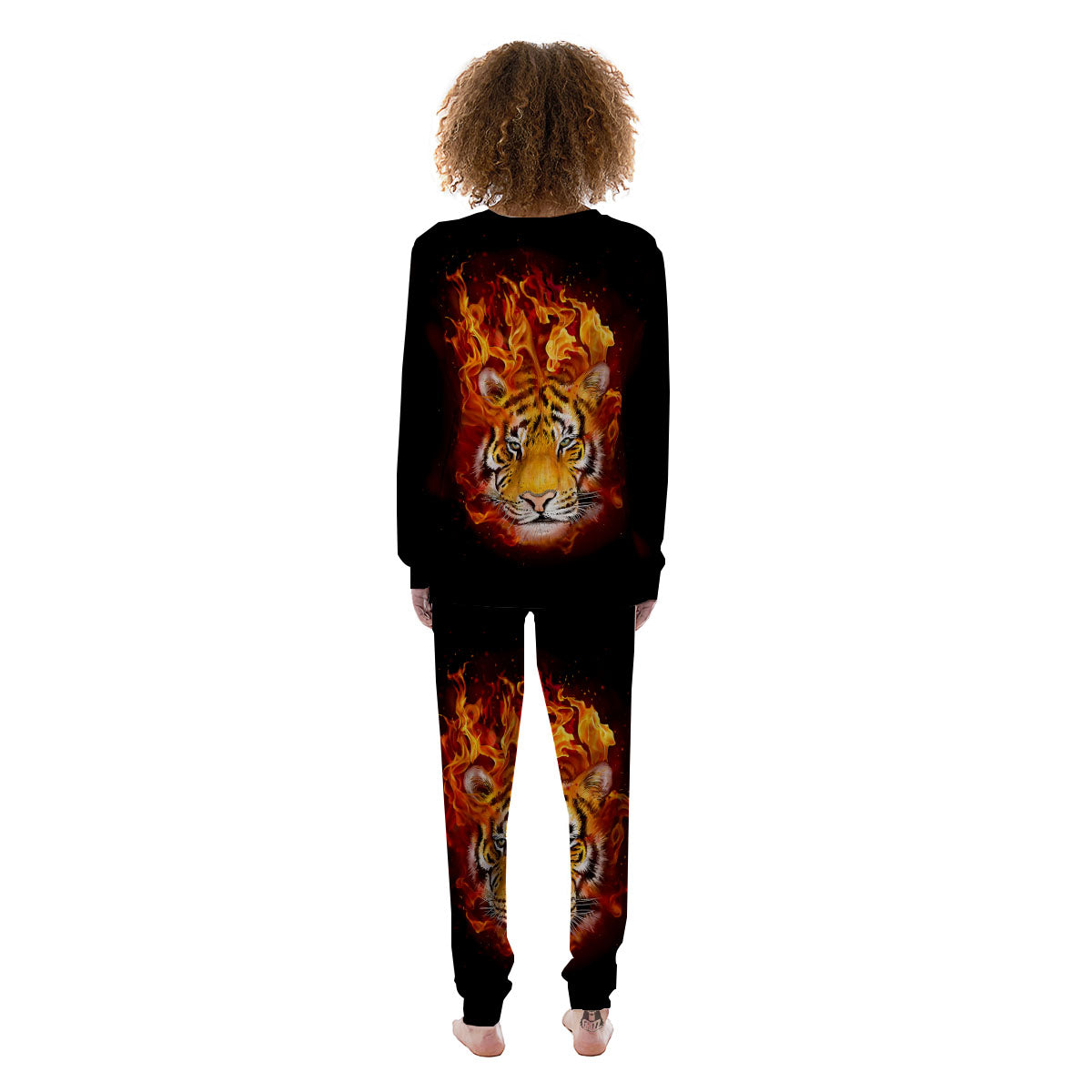 Tiger Flame Print Women's Pajamas-grizzshop