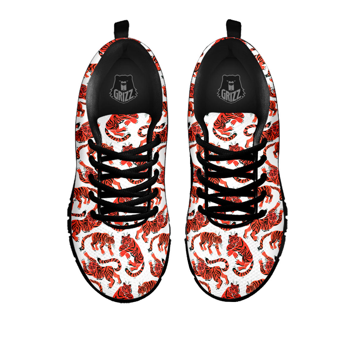 Tiger Gouache Print Pattern Black Sneaker-grizzshop