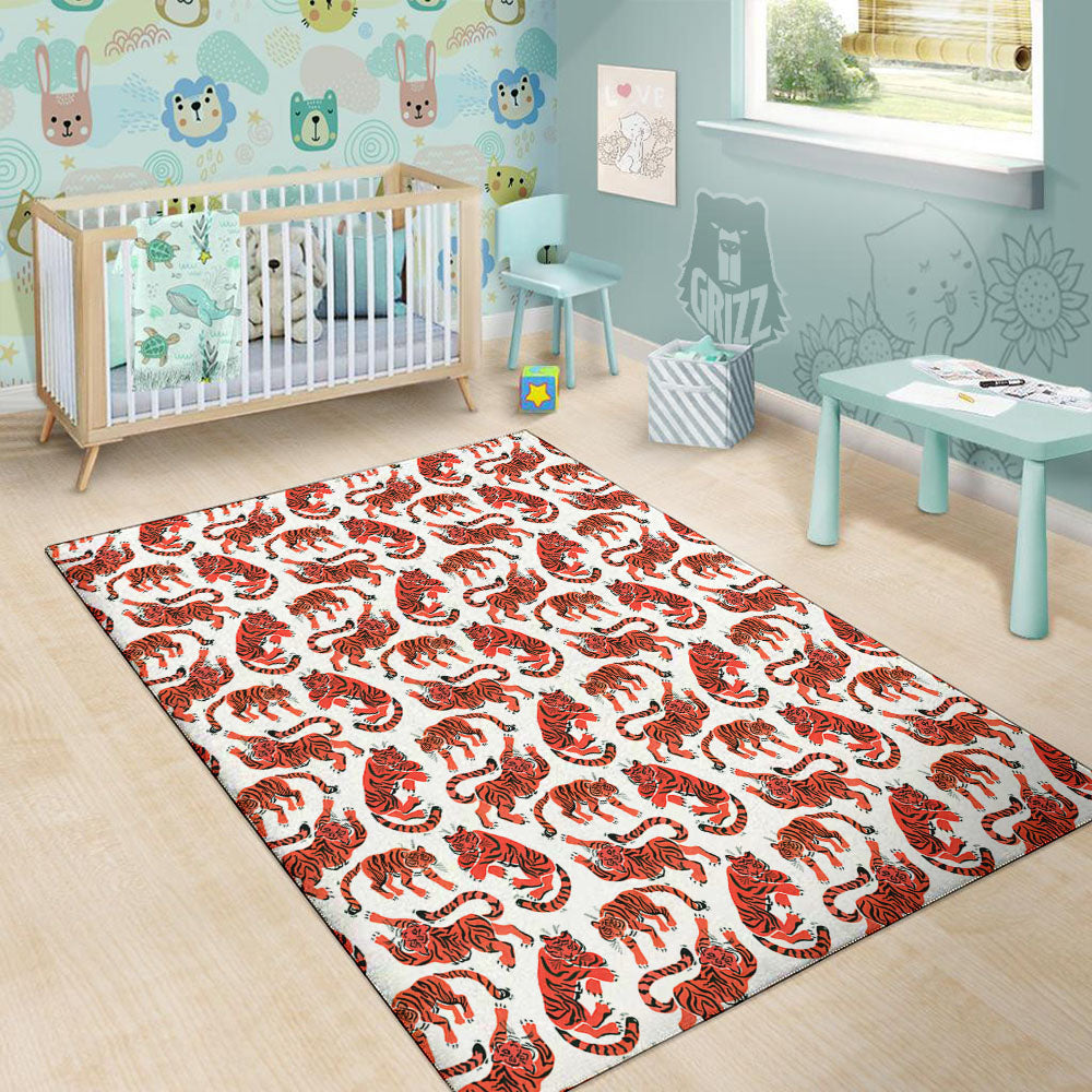 Tiger Gouache Print Pattern Floor Mat-grizzshop