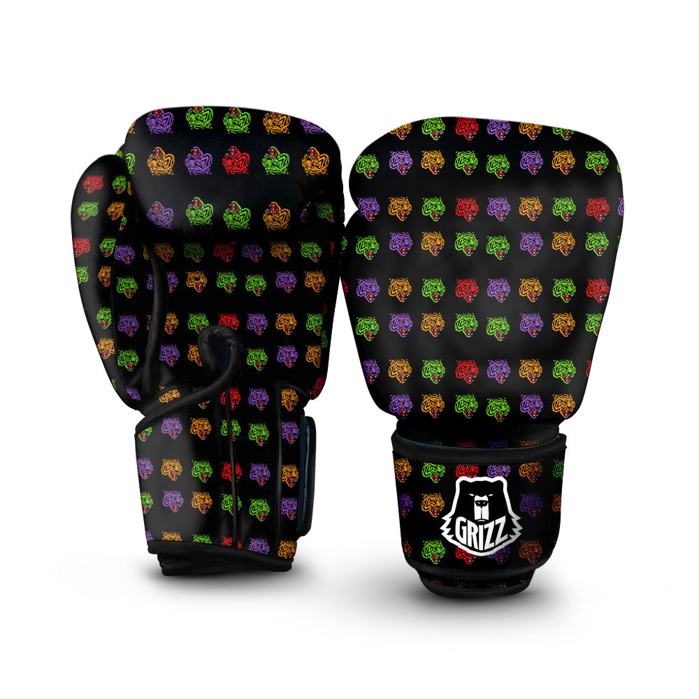 Tiger Head Colorful Print Pattern Boxing Gloves-grizzshop