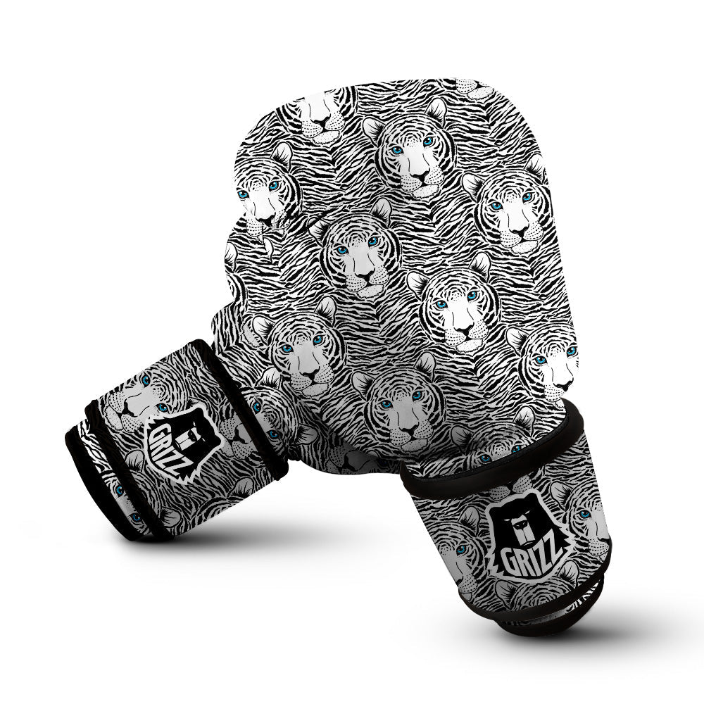 Tiger Head Striped Print Pattern Boxing Gloves-grizzshop