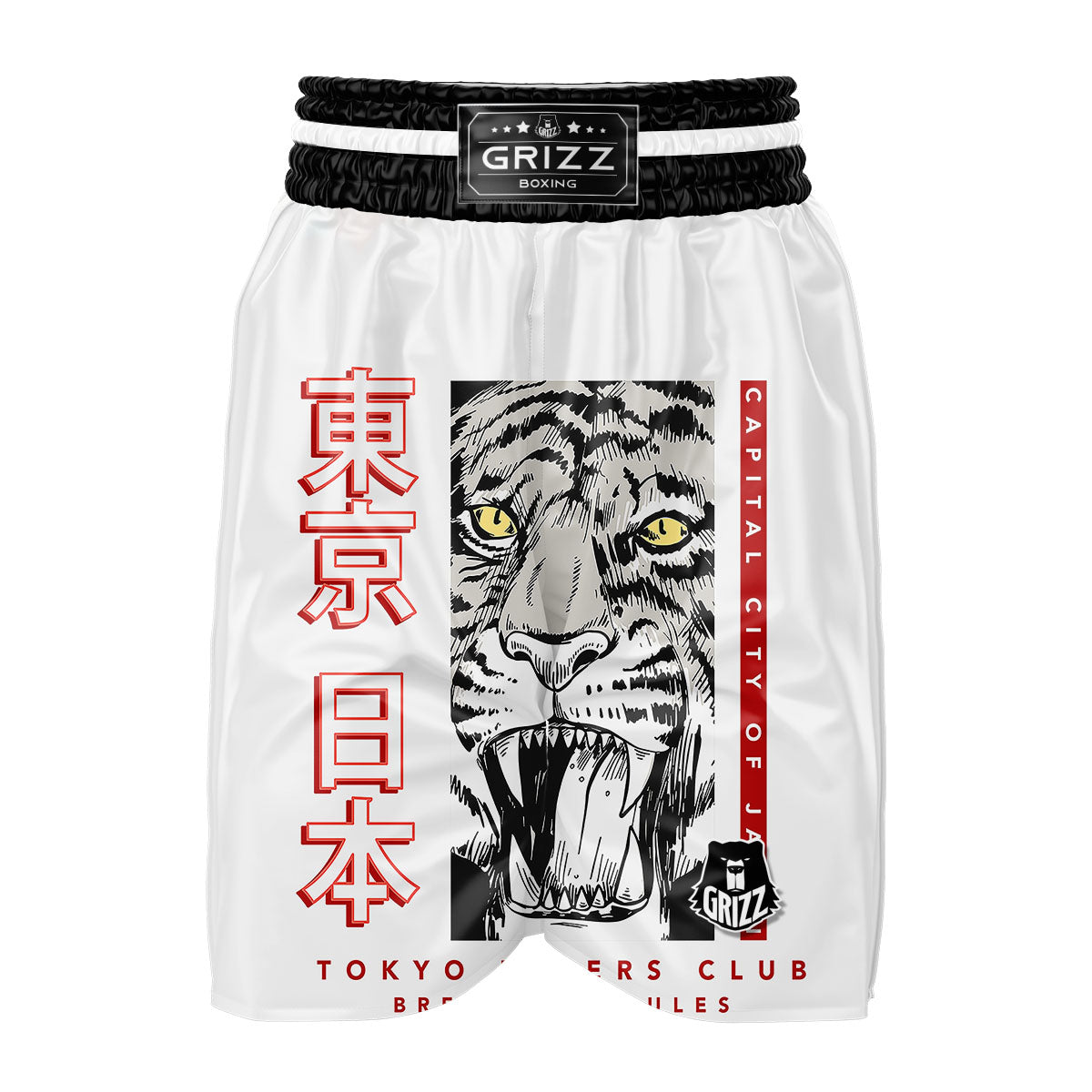 Tiger Japanese Style Print Boxing Shorts-grizzshop