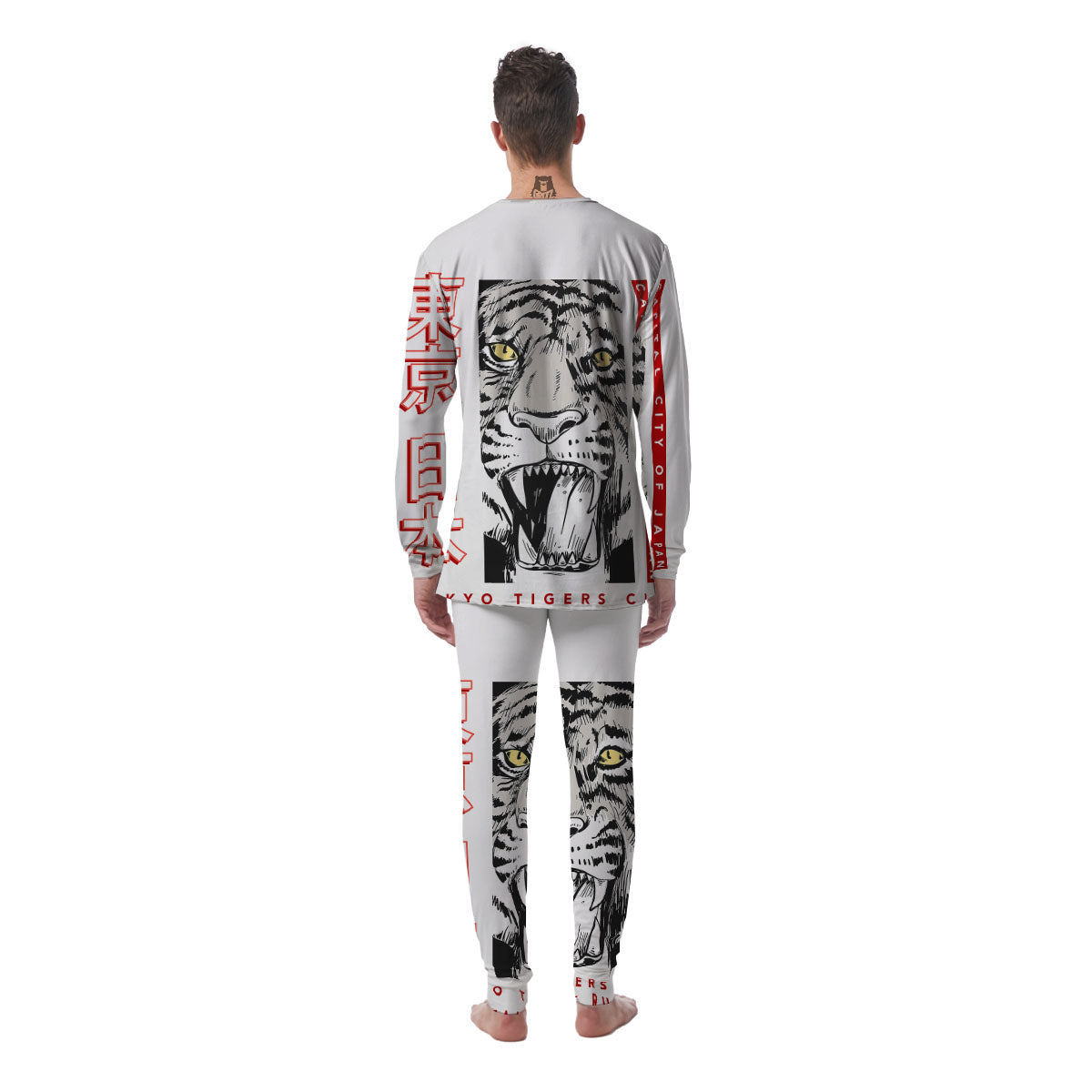 Tiger Japanese Style Print Men's Pajamas-grizzshop