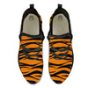Tiger Stripe Black And Orange Print Black Athletic Shoes-grizzshop