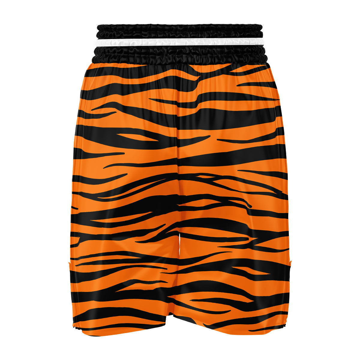 Tiger Stripe Black And Orange Print Boxing Shorts-grizzshop