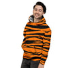 Tiger Stripe Black And Orange Print Men's Hoodie-grizzshop