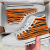 Tiger Stripe Black And Orange Print White High Top Shoes-grizzshop