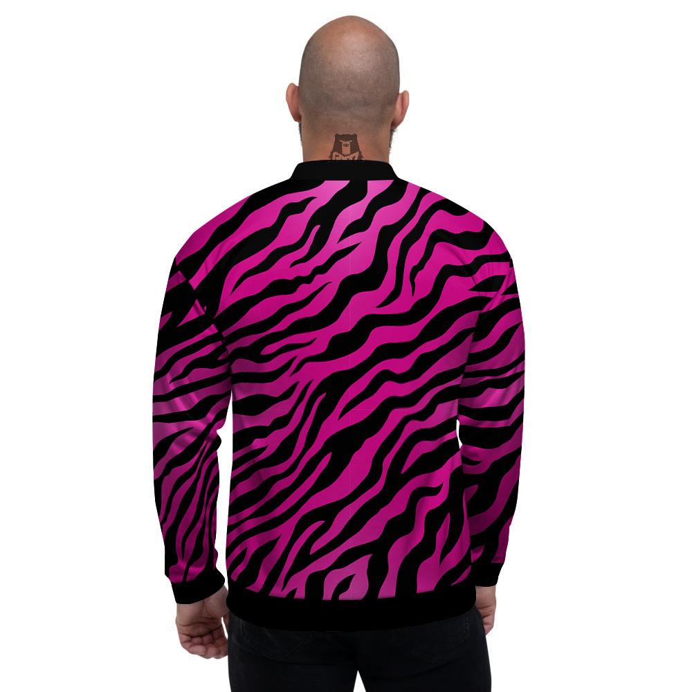Tiger Stripe Black And Pink Print Men's Bomber Jacket-grizzshop