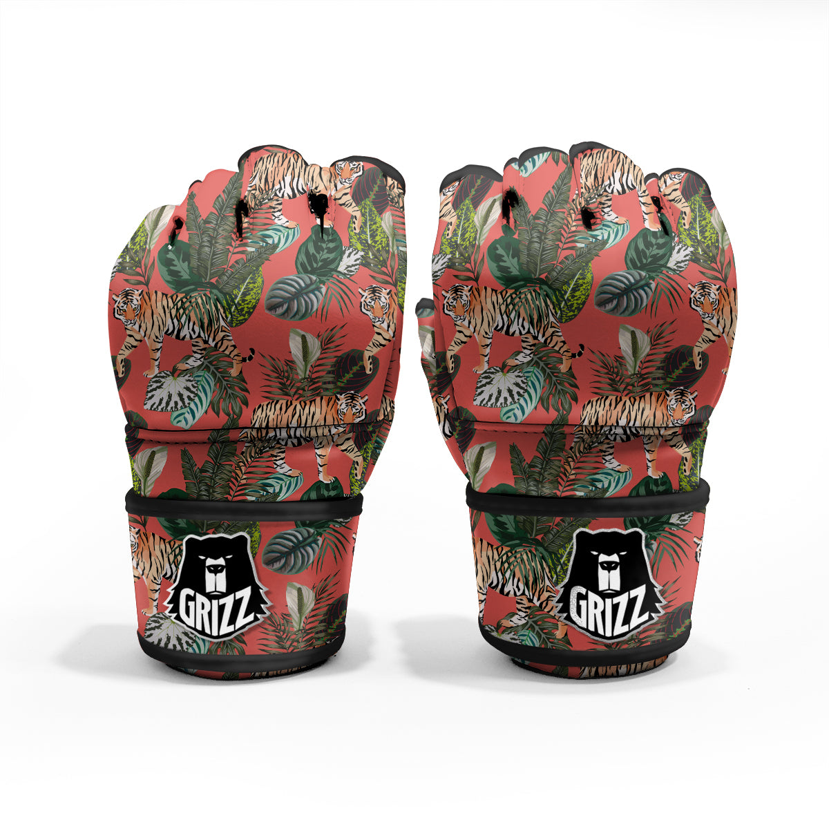 Tiger Tropical Print Pattern MMA Gloves-grizzshop