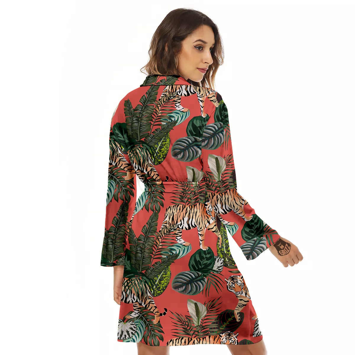 Tiger Tropical Print Pattern Women's Robe-grizzshop
