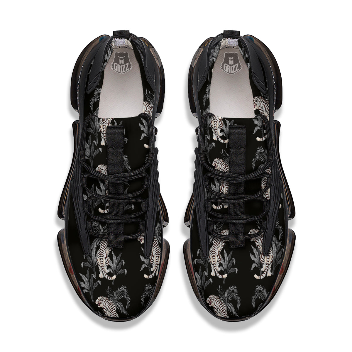 Tiger Tropical Vintage Print Pattern Black Gym Shoes-grizzshop