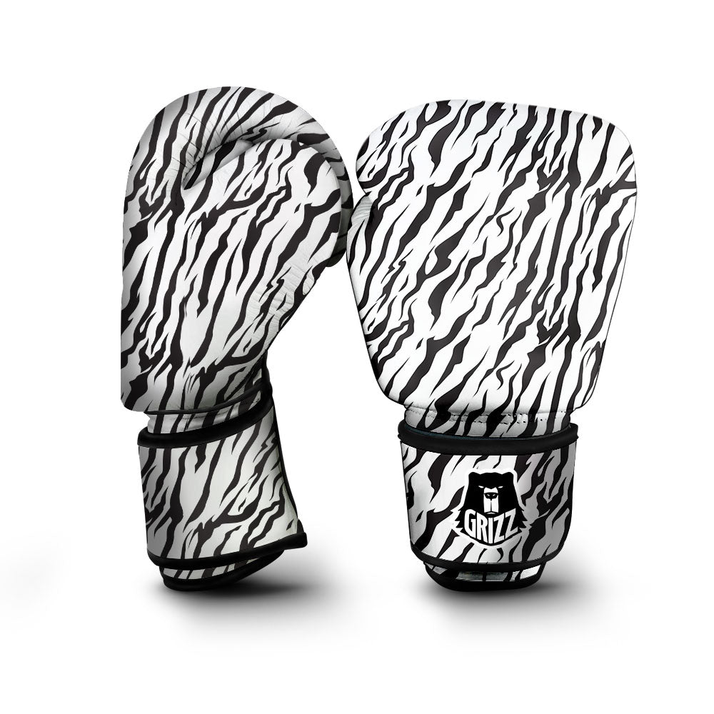 Tiger White And Black Print Pattern Boxing Gloves-grizzshop