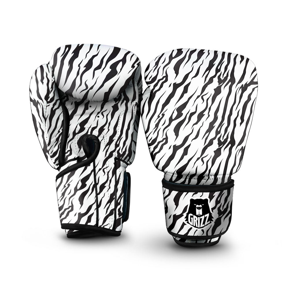 Tiger White And Black Print Pattern Boxing Gloves-grizzshop