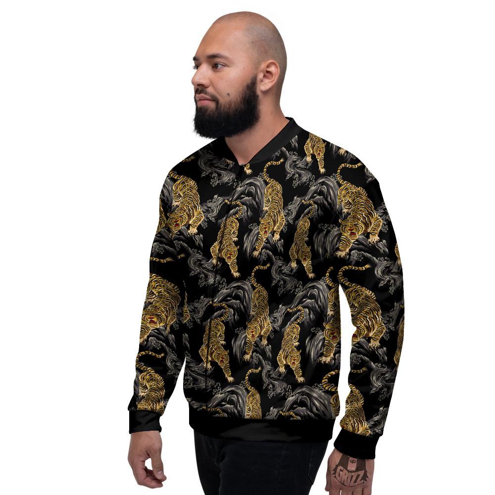 Tiger Japanese Print Pattern Men's Bomber Jacket-grizzshop