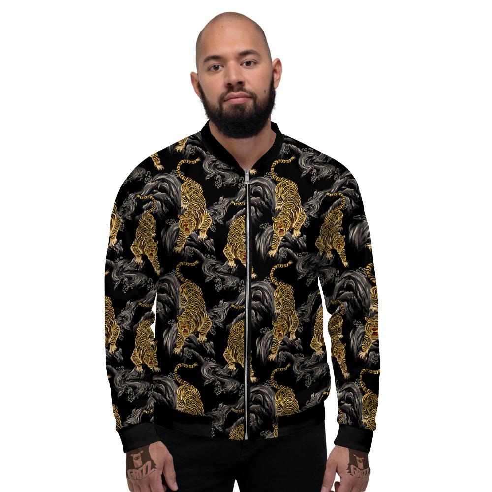 Tiger Japanese Print Pattern Men's Bomber Jacket-grizzshop
