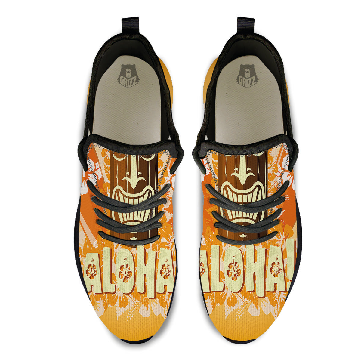 Tiki Aloha Print Black Athletic Shoes-grizzshop