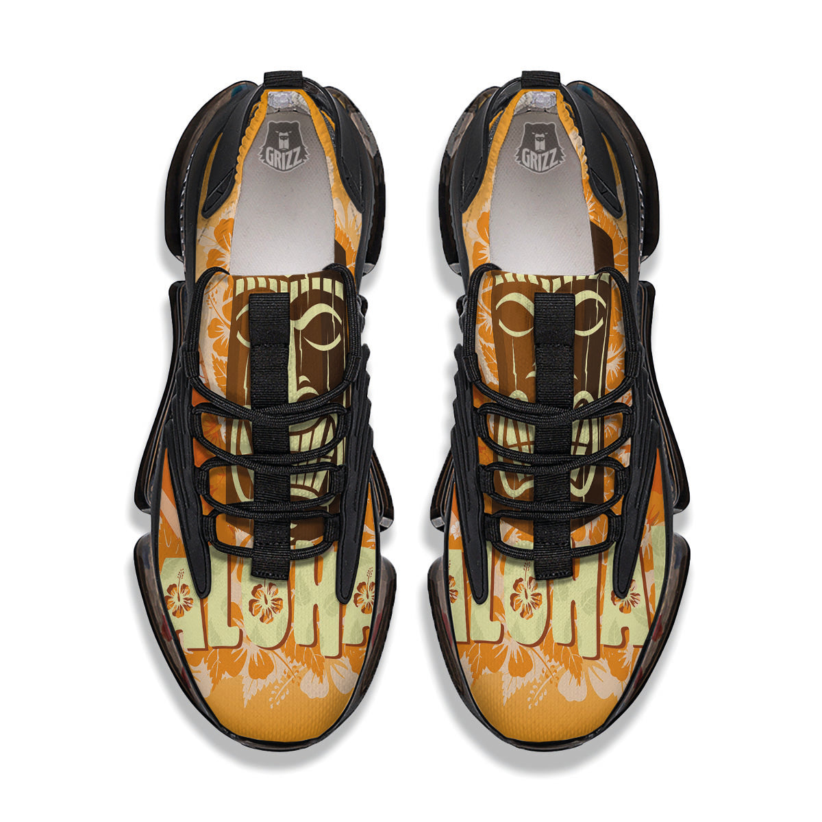 Tiki Aloha Print Black Gym Shoes-grizzshop
