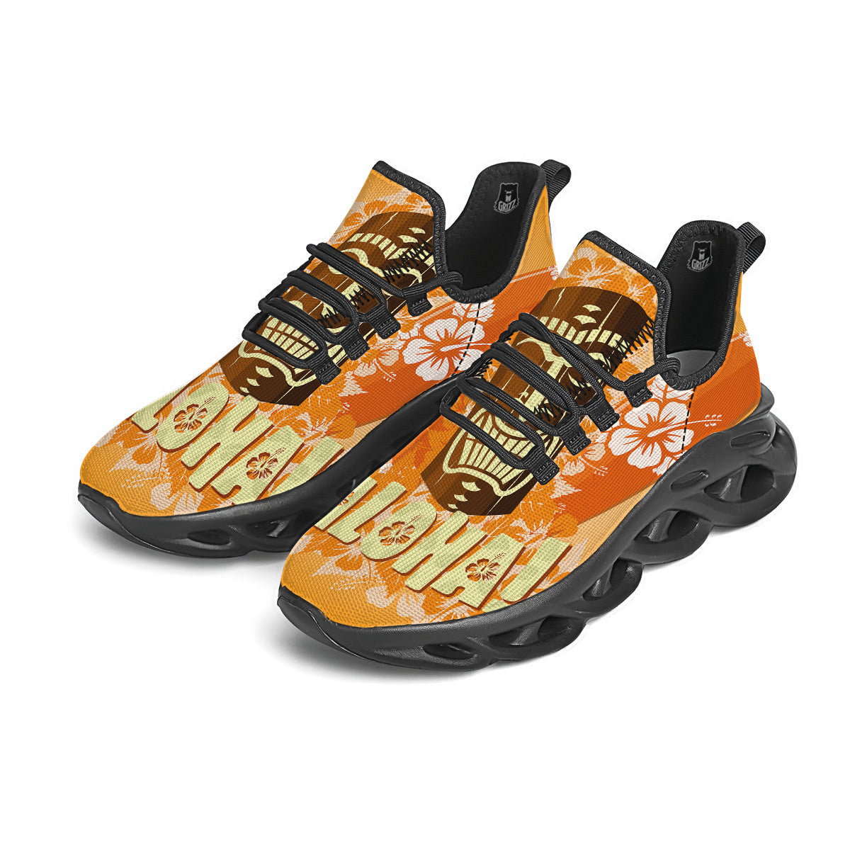 Tiki Aloha Print Black Running Shoes-grizzshop