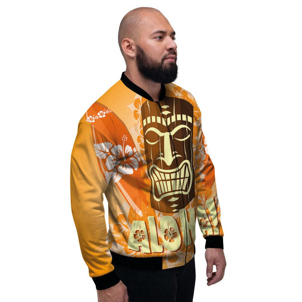 Tiki Aloha Print Men's Bomber Jacket-grizzshop