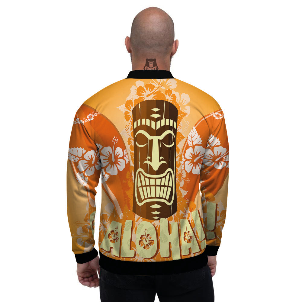 Tiki Aloha Print Men's Bomber Jacket-grizzshop